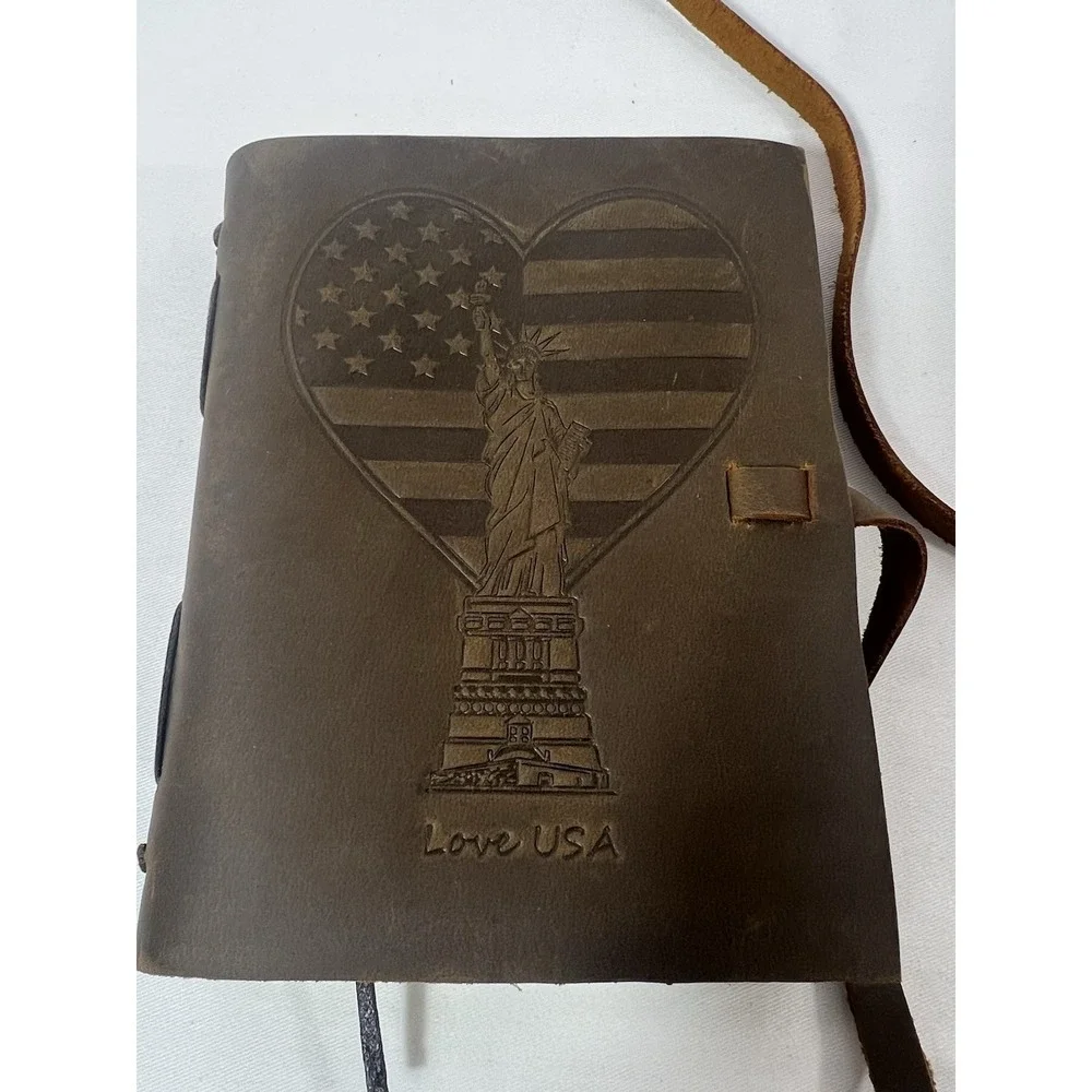 leather Bound Journal For Men And Womes, Handmade Patriotic‎ With LOVE USA